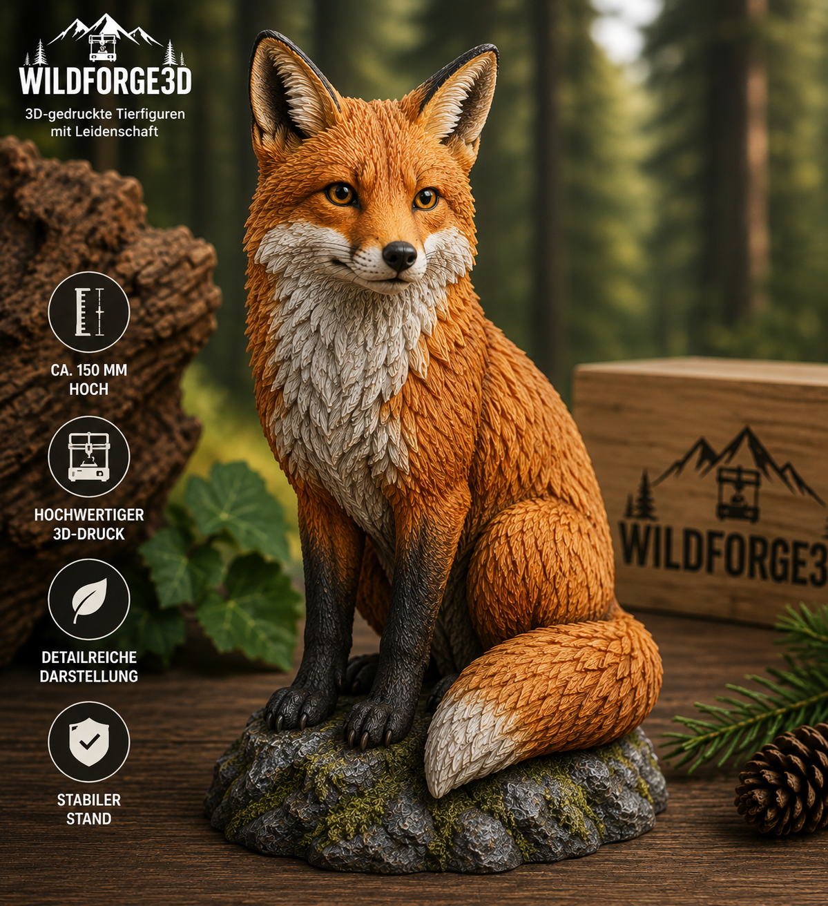 WildForge3D – Fuchs | Detailreiche fuchs-Figur – 3D-Druck